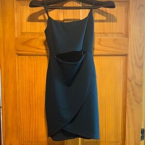 Chic Teal Cutout Mini Dress